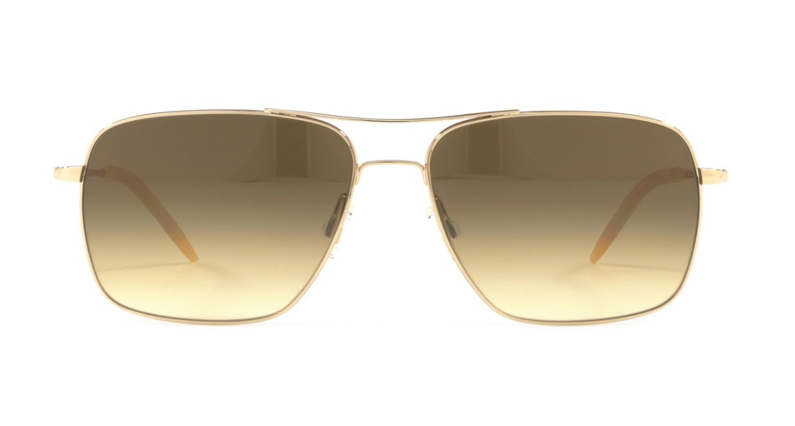 Pre-owned Oliver Peoples Clifton Ov 1150s Gold/chrome Olive Vfx (5035/85) Sunglasses In Green