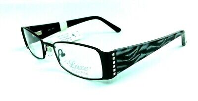 Luxe Women's Eyeglass Shiny Black Zebra Swarovski Frames 