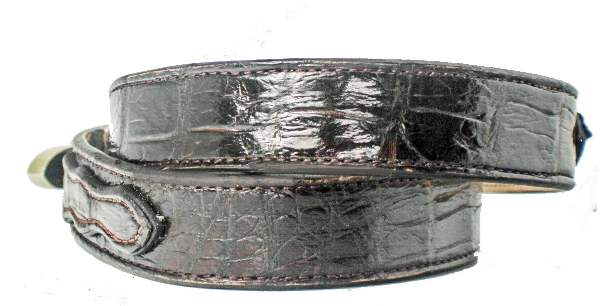 Pre-owned Handmade Alligator Ranger Belt Custom  And Custom Silver 4 Piece Buckle Set