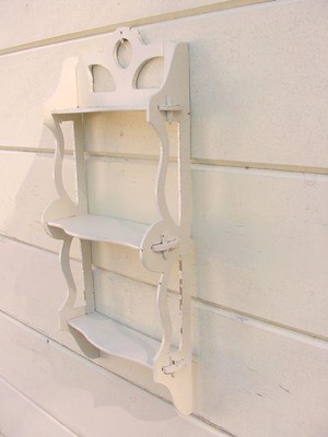 Vintage Shabby Chic Painted Kitchen Spice Shelf ~ Nice Crackled Paint