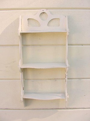 Vintage Shabby Chic Painted Kitchen Spice Shelf ~ Nice Crackled Paint