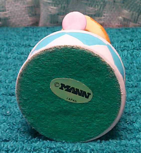 Bisque Circus Bear Figurine with Horn and Hat by Mann Japan