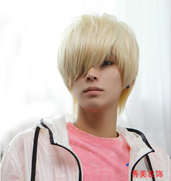 Handsome Boys Wig New Korean Fashion Short Men Light Blonde Hair