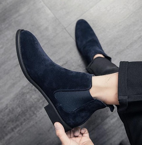 Men's Punk Chelsea Ankle Boots Casual Shoes Pointy Toe
