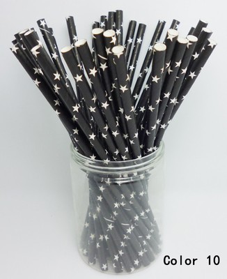 25 pcs Paper Drinking Straws Star Pattern Drinking Straws For Party color 10