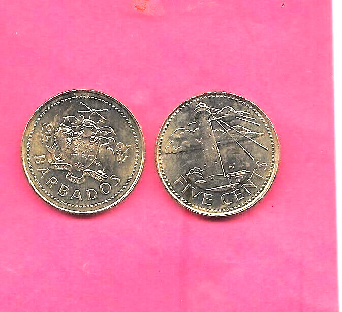 BARBADOS KM11 1997  UNCIRCULATED-UNC MINT-BU OLD 5 cent light house COIN