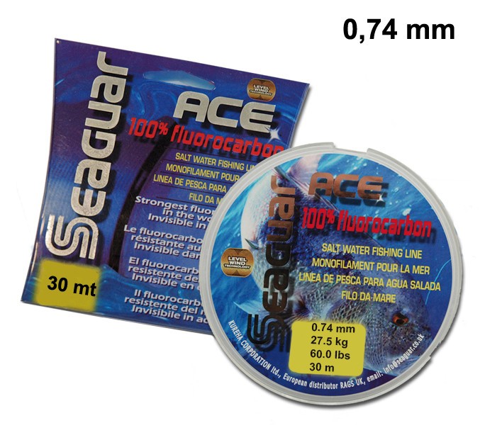 SEAGUAR ACE FILO FLUOROCARBON 0,74  mm  30 mt   PER TERMINALI TONNO PESCE SPADA