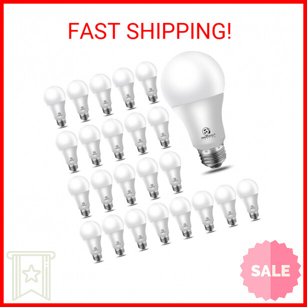 Energetic 24-Pack A19 LED Light Bulb, 60 Watt Equivalent, Da