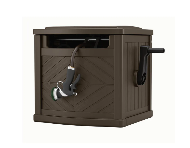 150 Ft Hideaway Hose Storage Box Water Reel Container Portable Garden Outdoor