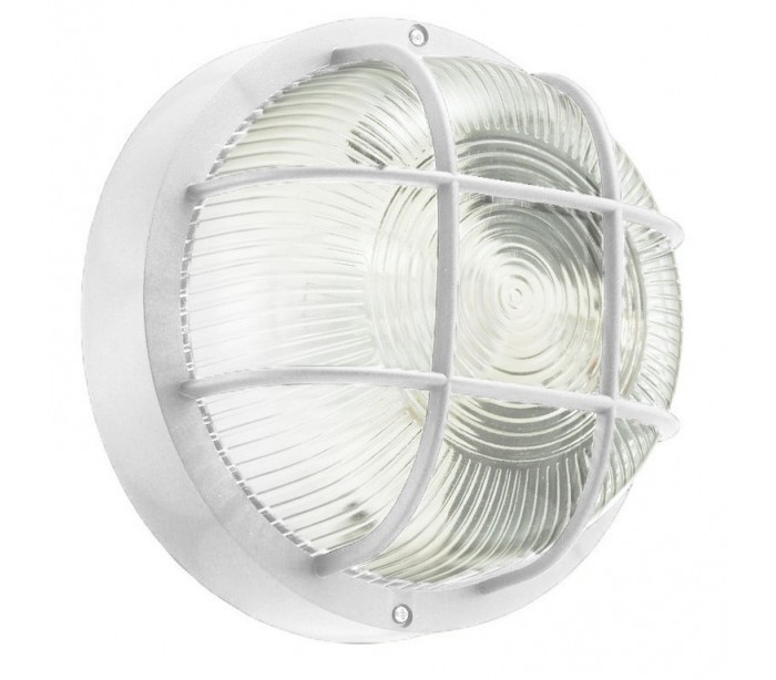 Applique Plafoniera Lampada Luce Esterno Garage Bianca Parete 60w 18.5cm dfh