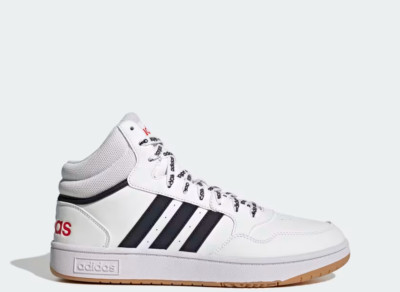 NIB Adidas Mens Sz 9 Hoops 3.0 Mid Shoes White Navy Basketball Shoes FZ5668