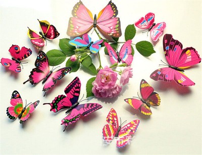 NEW 12 pcs Romantic 3D Butterfly Cute MultiColor Home Room Wall Stickers Decors