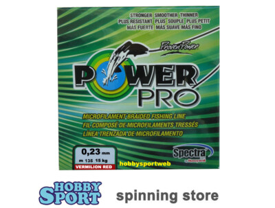 POWER PRO FILO TRECCIATO 135 MT DIAM. 0,23 MM  ROSSO VERMILION RED -USA- UE BOX