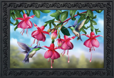 Flight Of The Hummingbirds Spring Doormat Floral Indoor Outdoor 18'' x 30''