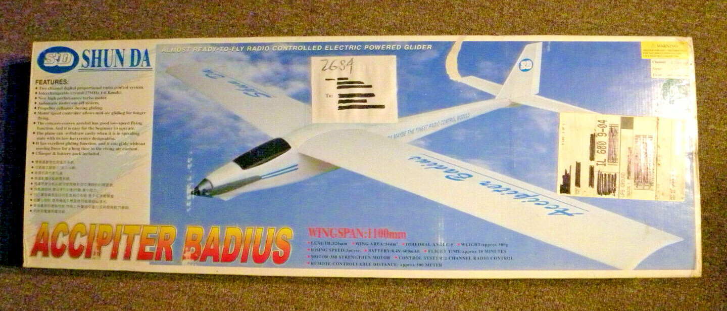 Shun Da ACCIPTER BADIUS, ARTF Electric Glider, OPEN BOX