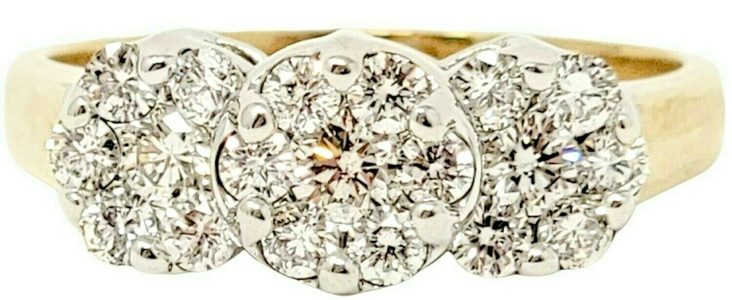 カメオ　14金　フラワーモチーフ カメオ 14金 フラワーモチーフ Ring Diamond Flower Clusters 14