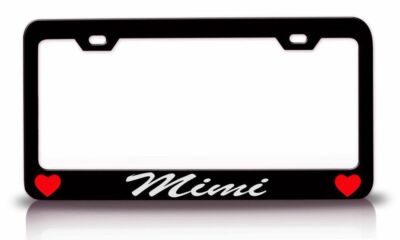 MIMI Female Name Hibiscus Steel License Plate Frame Bl