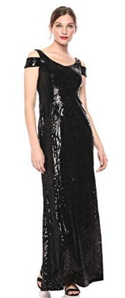 Элегантное черное платье с открытыми плечами и двойным ремешком от Calvin Klein от NWT, расшитое блестками, размер 6