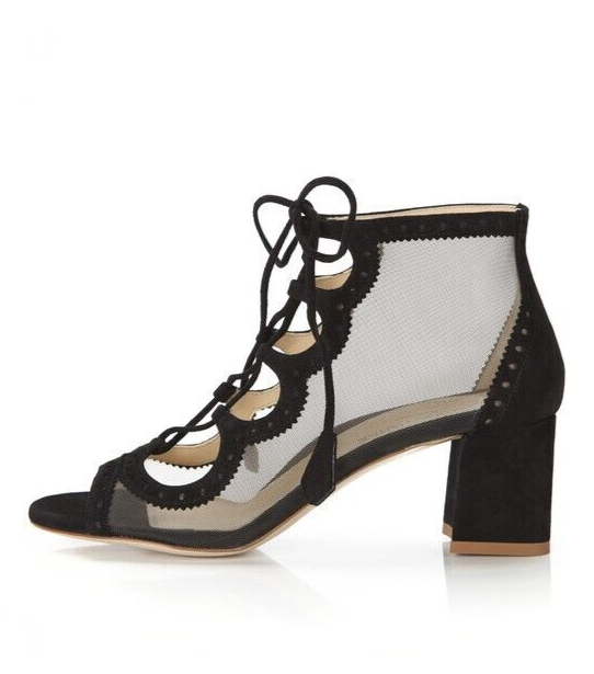 Pre-owned Mesh Marion Parke Toscana Brooke Black  Suede Shootie Booties Women's Shoes -