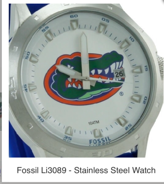 Pre-owned Fossil Florida Gators  Watch Mens Three Hand Date Silicone Li3089 Rare