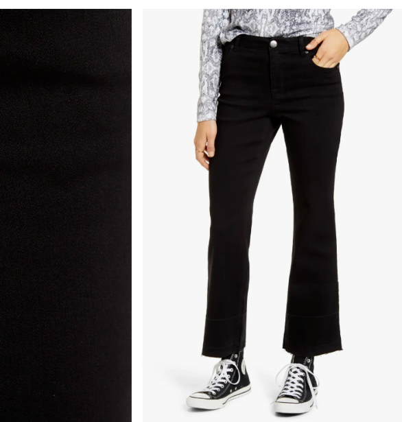 

НОВИНКА 1822 Черные эластичные джинсы с расклешенной талией и высокой талией до щиколотки  = 8, Черный