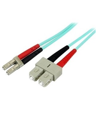 NEW StarTech A50FBLCSC1 1m 3ft LC/UPC to SC/UPC OM3 Multimode Fiber Optic Cable