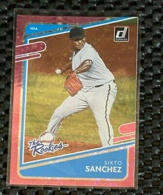 2021 Donruss Sixto Sanchez The Rookies Pink Fireworks Rookie Card RC #TR8. rookie card picture