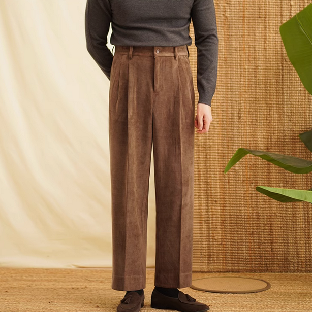 パンツ At last & co Corduroy trousers brown 34 12.5 oz 8 Wale Corduroy Trousers - Brown | Suit Pants Style