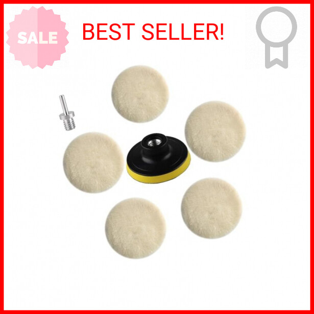 IPELY 7 Pcs 3 Inch Wool Polisher Buffing Wheel Small Buffing Pads for Drill Buff