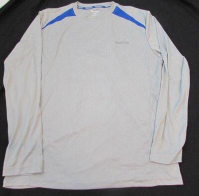 REEBOK mens Small light gray blue l/s wicking athletic top shirt solid NEW
