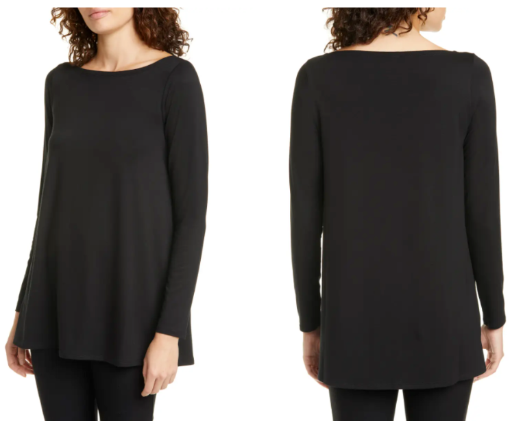 

Туника из джерси EILEEN FISHER Black System из тонкого лиоцелла с драпировкой,  6/8, Черный