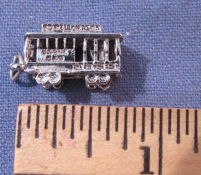 VINTAGE POWELL MASON CABLE CAR STERLING SILVER CHARM FOR CHARM BRACELET
