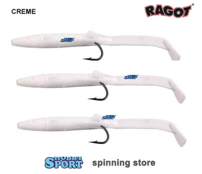 RAGLOU RAGOT 65 MM COLORE BIANCO CREME CONF. 3 pz  SILICONICO TRAINA  SPINNING