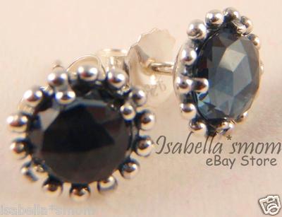 MIDNIGHT STAR Genuine PANDORA Silver/Navy BLUE CRYSTAL STUDS