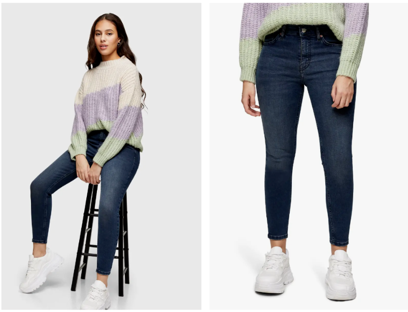 

TOPSHOP Сине-черные укороченные джинсы скинни Jamie с высокой талией,  x 30 дюймов 5US 9UK 37EUR, Синий, JAMIE