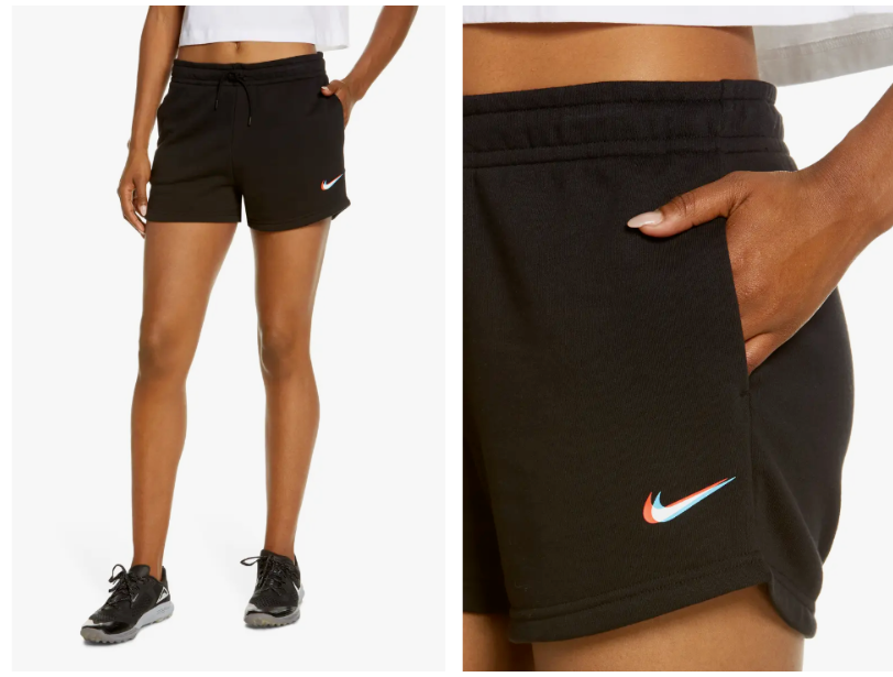 

НОВИНКА NIKE Sportswear Essential Черные шорты + карманы на шнурке из смеси хлопка, Черный