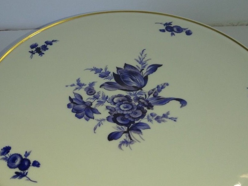Richard Ginori Impero BLUE SAVONA Pedestal Cake Stand Plate Torte Italy 11