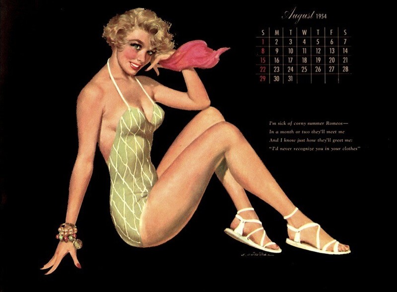 pinup-calendar-1954-vintage-esquire-girl-deluxe-ed-e-chiraka-august-exnm-coa