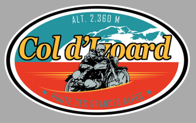COL D'IZOARD ROUTE DES GRANDES ALPES 12cm AUTOCOLLANT STICKER CB039