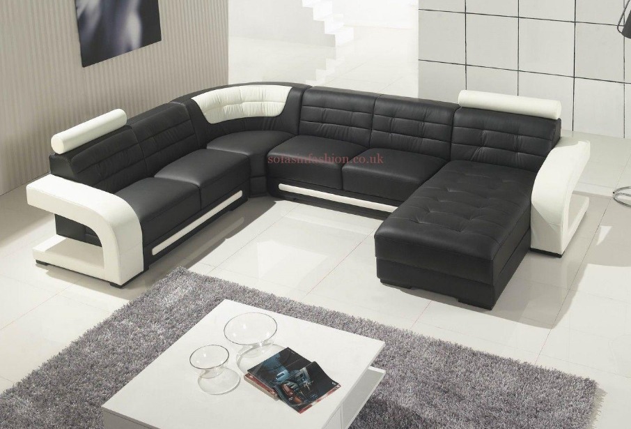 Leather black and white corner sofa suite in East End, Glasgow Gumtree