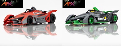 AFX '23 Formula N #4 Red/Gray and #3 Black/Green Mega G + HO Slot Car 22066 &64