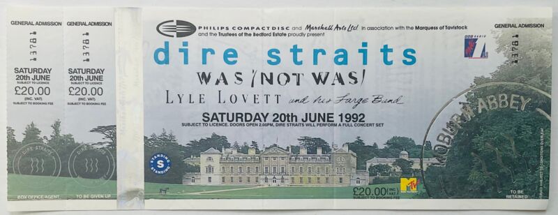Dire Straits Original Unused Concert Ticket Woburn Abbey 20th June 1992