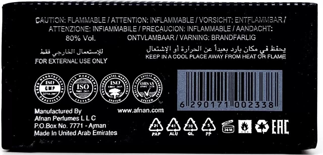 Afnan 9 PM Eau de Parfum Spray for Men 3.4 Fl Oz | Brand New | Original