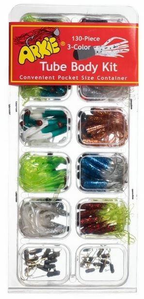 ARKIE TUBE BODY KIT with jig heads 130 PIECE Crappie Free shipping