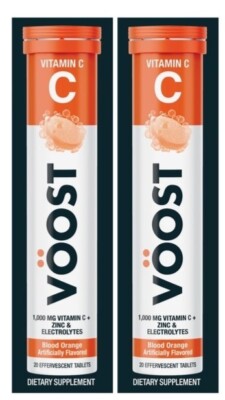 2 PACK Voost Vitamin C, Zinc & Electrolytes  BLOOD ORANGE, 20 Count 07/25