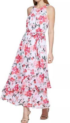 

Платье макси с бретелькой на бретельках Calvin Klein, цвет арбуза,  шт, Watermelon multi