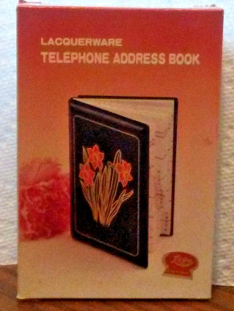 Vintage Lacquerware  Address Telephone Book Lego Floral Set of 4 original boxes