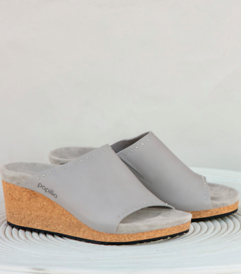Papillio by Birkenstock Namica Grey Mule Wedge Sandals BNWT Size UK 5 / EUR 38