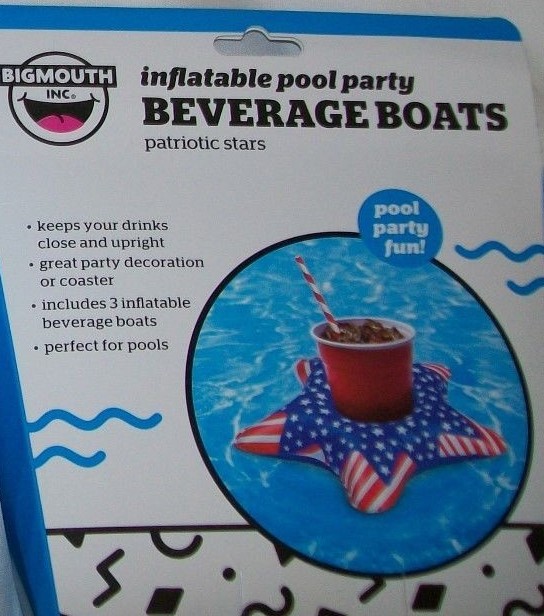 BigMouth COMBO PATRIOTIC STAR Pool Float Inflatable Pool Raft + Beverage Boat pk