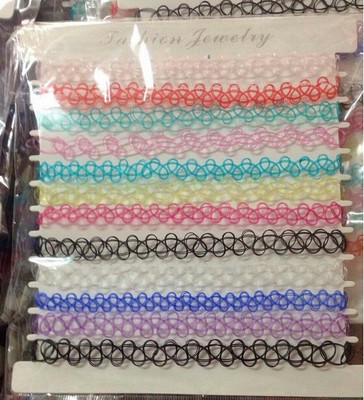 12PCS/LOT Girl Women Vintage Tattoo Choker Necklace Punk Gothic Elastic...
